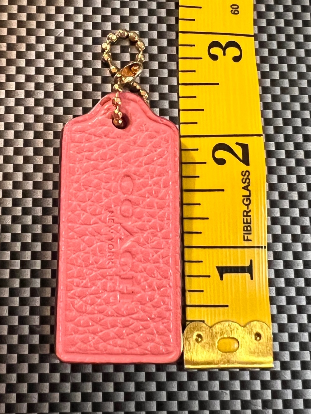Coach Coral Pink Leather hang Tag with Gold Hardware